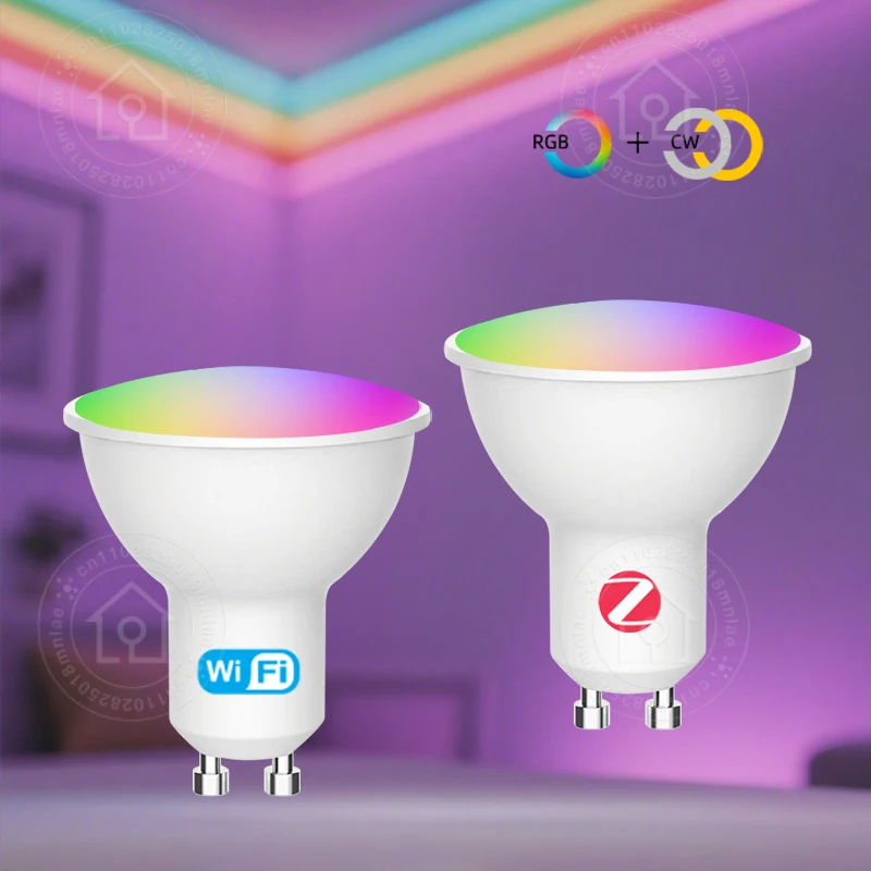 

ZigBee GU10 WIFI Smart LED Bulbs RGB C+W White 5W Dimmable Lamps APP Control Light Bulbs Work Alexa/Google Assistant