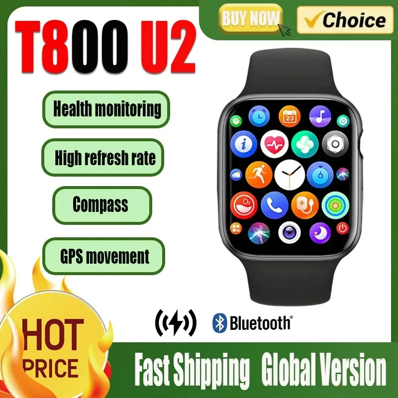 

Wholesale T800 Ultra2 New 2.1'' AMOLED Screen Smart Watch Men Women Bluetooth Call Fitness Tracker Waterproof Sport Smart watch
