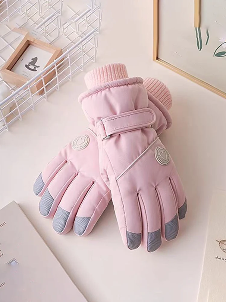 AliExpress RNO Rich Name Ocean Ski gloves for winter women, outdoor cycling, windproof and cold proof with thick velvet insulation, anti slip touch screen glov