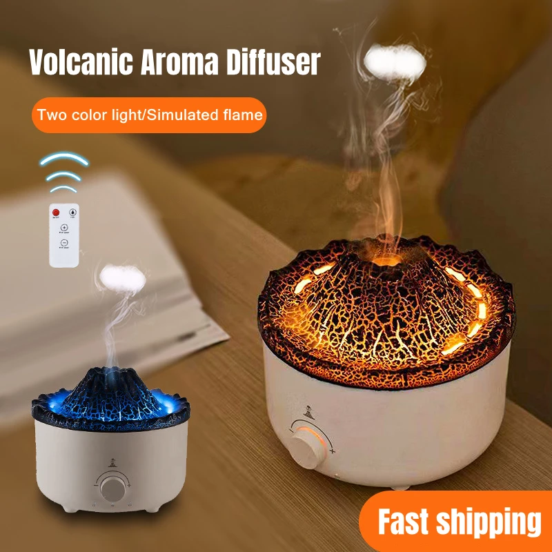 Flame Volcano Aromatherapy Humidifiers Diffuser With Colored Lights 560ml Ultrasonic Essential Oils Diffuser With Remote Control