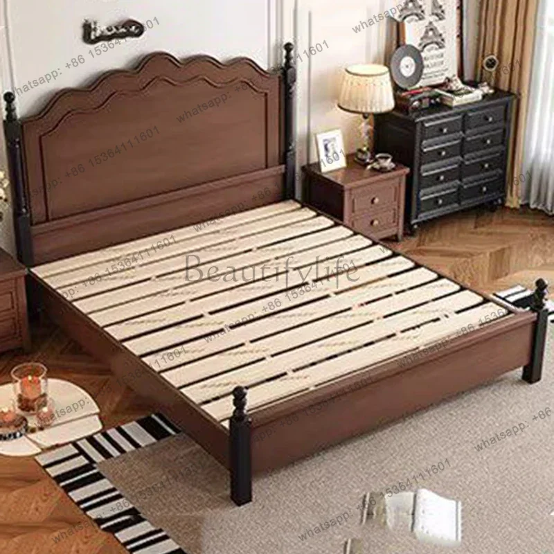 Modern Wooden Massage Bed Bedroom Frame Queen Double Luxury Castle Design Simple Bed Sleeping Princess
