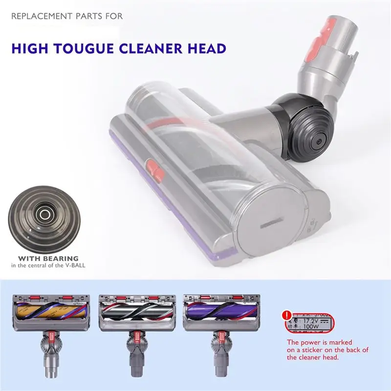 ABCA-10X V-Ball Wheel + Vacuum Head Connector Replacement For Dyson V10 V11 V15 100W High Torque Cleaner Head Accessories