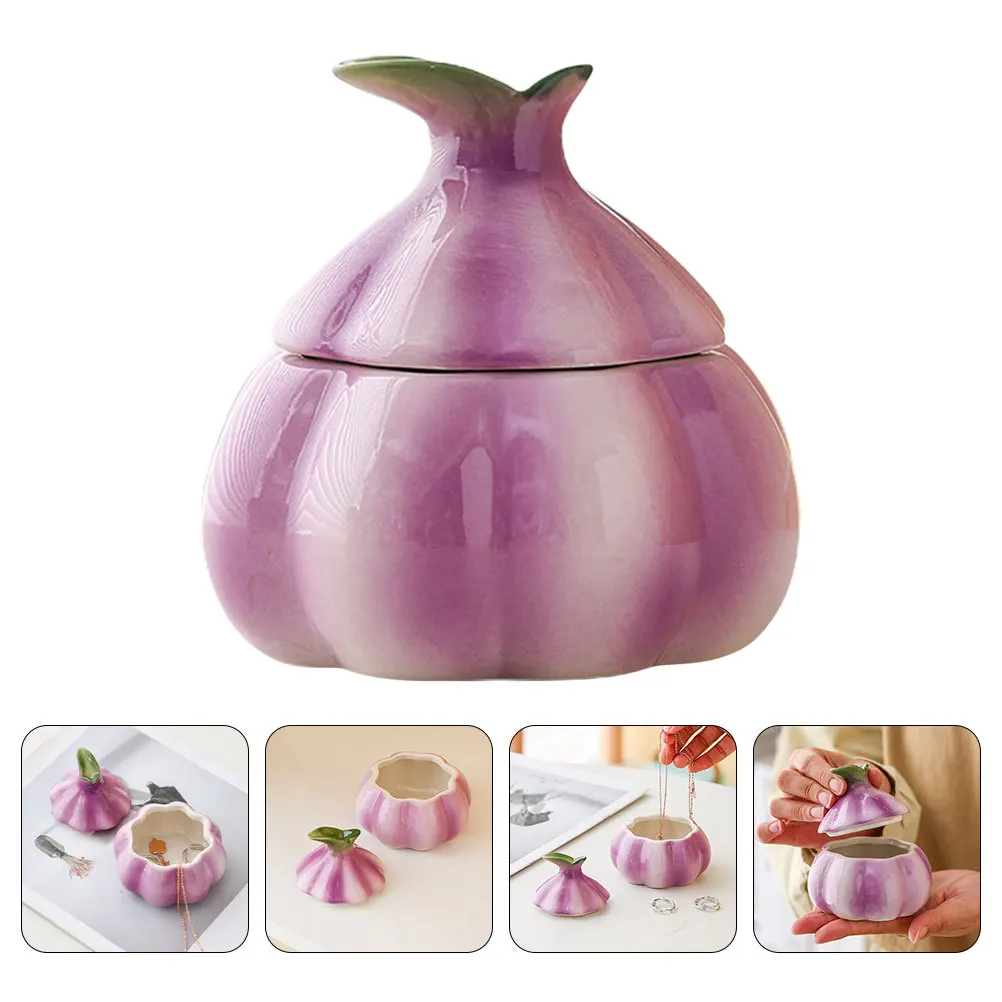 

Ceramic Jewelry Storage Case Onion Shape Elegant Desktop Organizer Rings Necklaces Jewelry Holder Trinket Storage Box