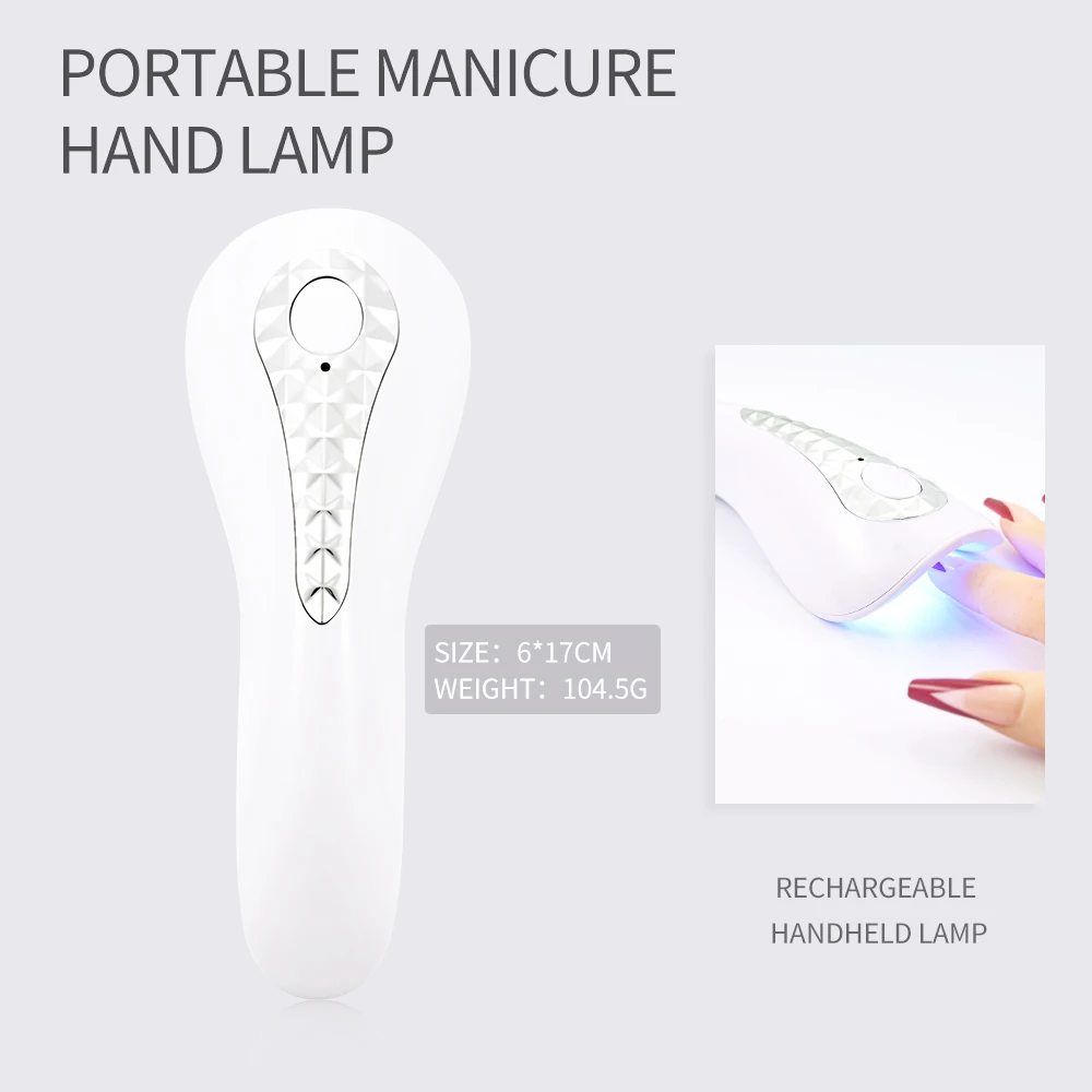 Mini lámpara UV LED para uñas, luz UV recargable para uñas, portátil, Gel de pegamento de diamantes de imitación, lámpara Led, secador de uñas de Gel de curado Flash