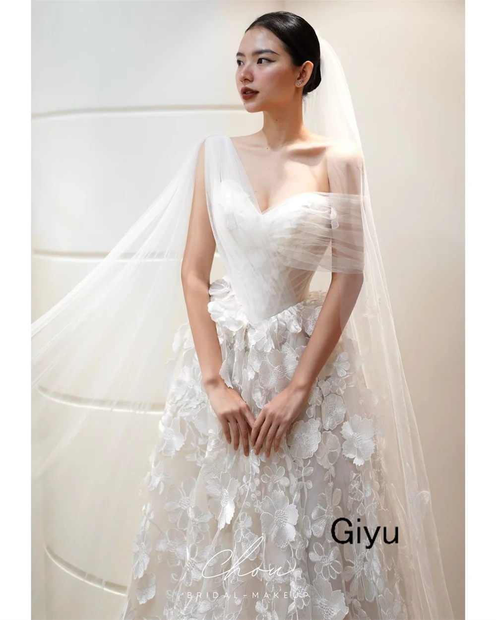 Giyu Fairy Lace Followers Korea Wedding Dress Photoshoot Sweetheart Collar With Shawl Floor-length 웨딩드레스 Bridal Gown