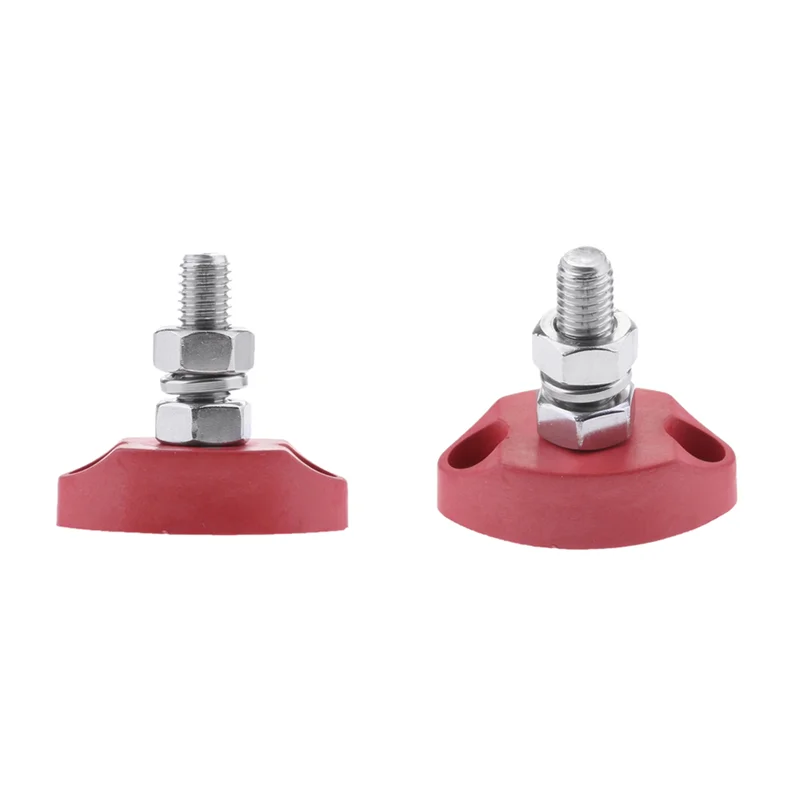 4Pcs DC 12V Bus Bar Terminal Block - 1/4 Inch 6Mm Positive Insulated Single Stud Power And Ground Junction Post