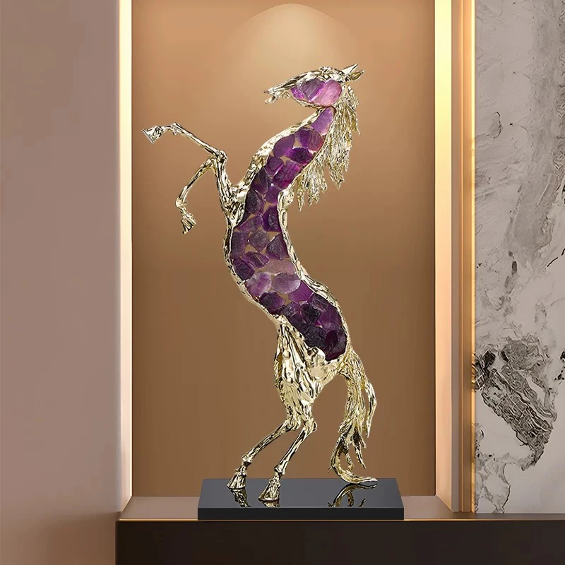 Luxury Artworks Decor,Horse Sculpture Ornaments,Crystal Horse Model Statue,High End Crafts Living Room Decoration,Nordic Gifts