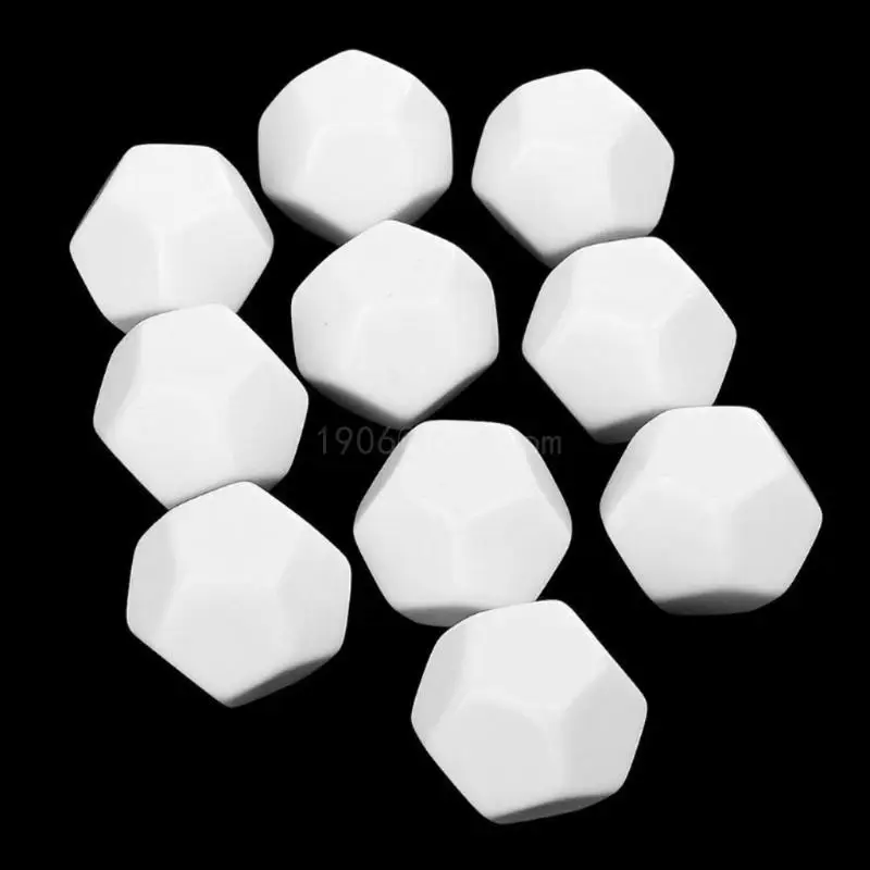 10Pcs White Blank D12 Acrylic With Pentagonal Corner For Kid DIY Write Painting Educational Toy