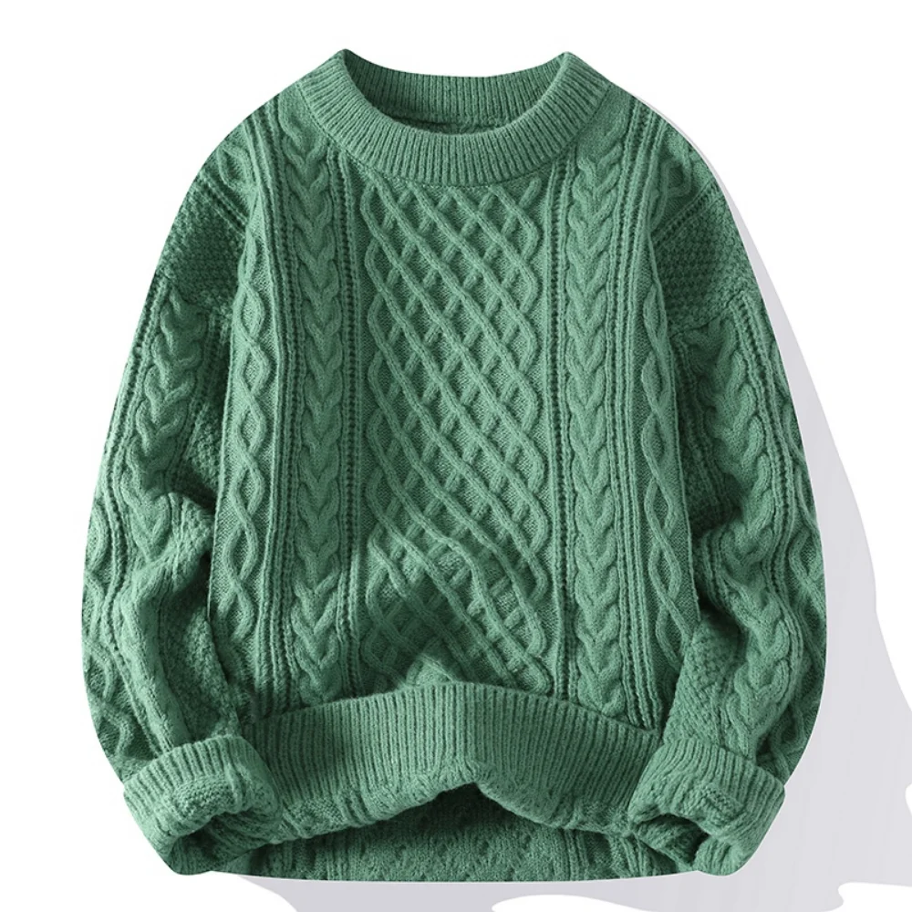 

Green Sweaters Men Crewneck Sweater Men Pullover Jumpers Fashion Clothing Autumn Winter Tops Men Knitted Sweatshirts