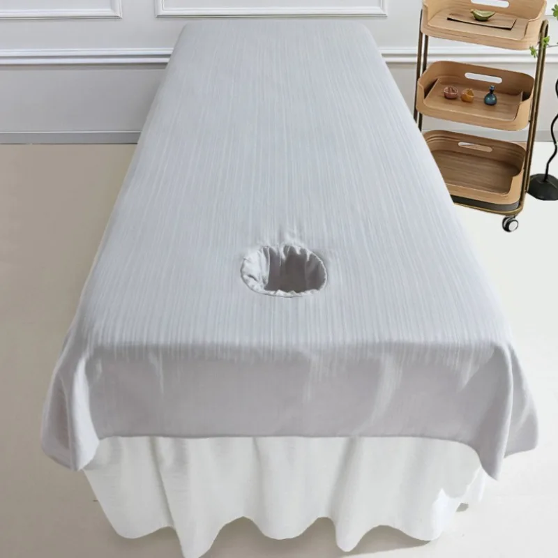 200x120cm Soft Cotton with Holes Solid Color Simple One-piece Bed Cover Skin-friendly Breathable for Massage Spa Beauty Salons