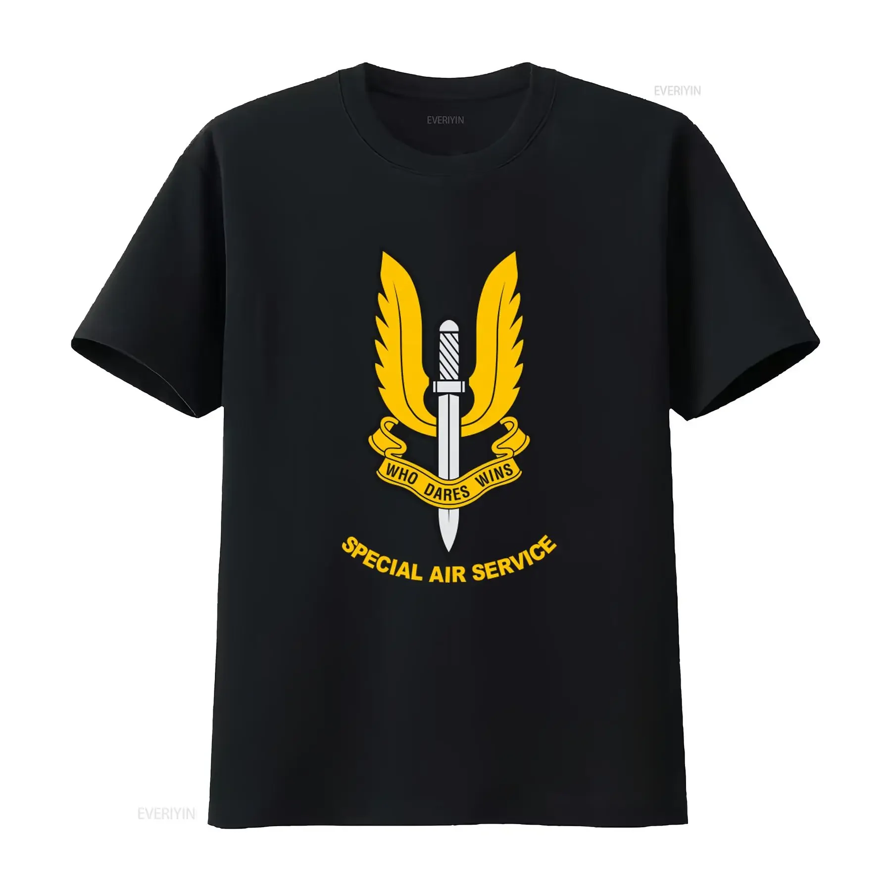 T-shirt Sas Special Air Service Forces Britanniques Elite He Who Dares Wins pour homme, style streetwear vintage délavé et élégant