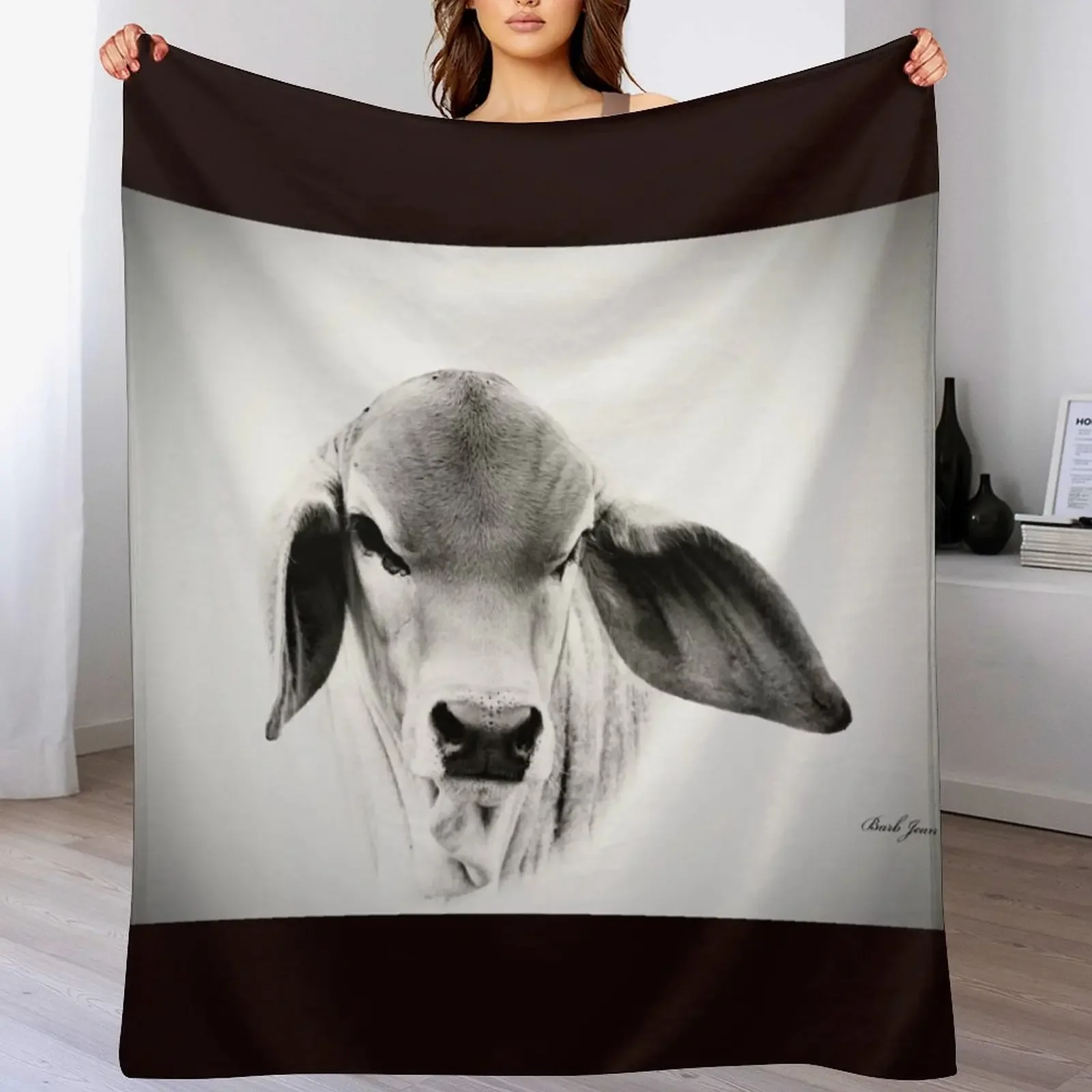 

BRAHMAN CALF, PORTRAIT, WALL ART Throw Blanket Sofa Throw Luxury St Thin christmas gifts Blankets