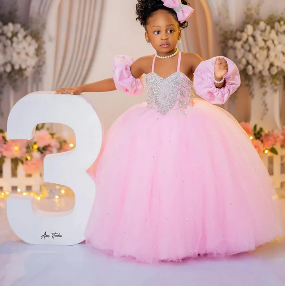 

Flower Girl Dress Sequin Kids For Wedding Party First Communion Ceremonial Dress Ball Gown