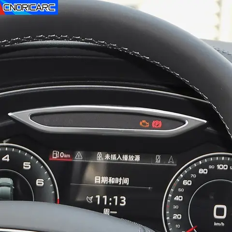 자동차 콘솔 대시 보드 계기판 프레임 장식 탄소 패턴 트림, 아우디 A6 C8 2019-22 스테인레스 스틸 인테리어 액세서리