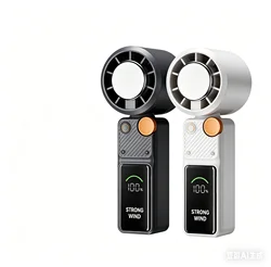 Portable Handheld Fan, 100-Speed Wind Turbo Fan with Cooling Mode, LED Display, Personal Mini Fan for Outdoor Travel