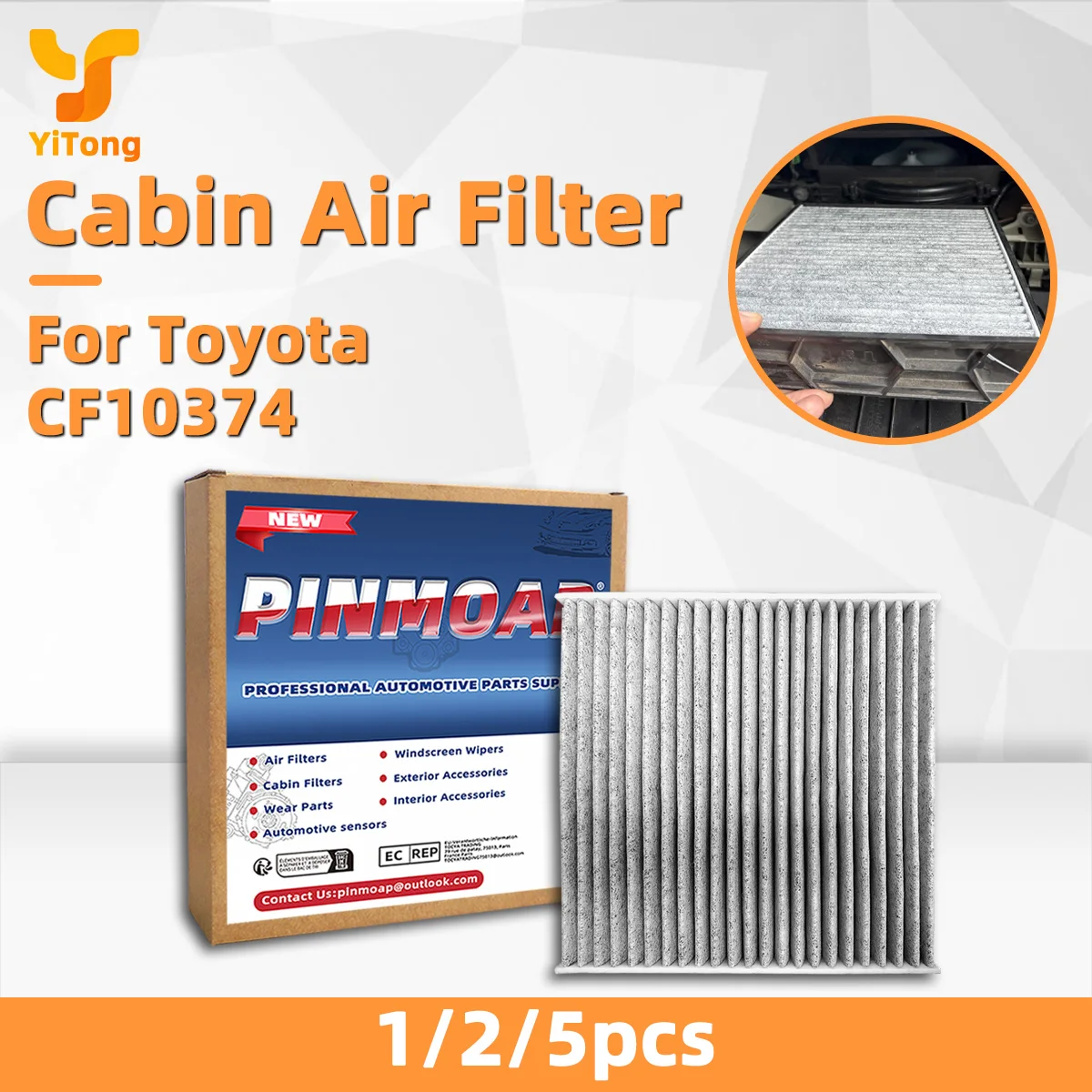 Filtro de Aire para Cabina de Auto Yitong Premium con Carbón Activado CF10374, Elimina Eficazmente Olores, Polen y Polvo, Compatible con Dodge Dart 87139-YZZ09