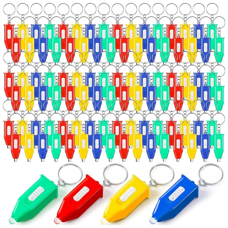 CMHI-100 Pcs Mini Keychain Flashlight LED Flashlight Keychain For Emergency Hiking Camping Party Favors Outdoor Equipment Durabl