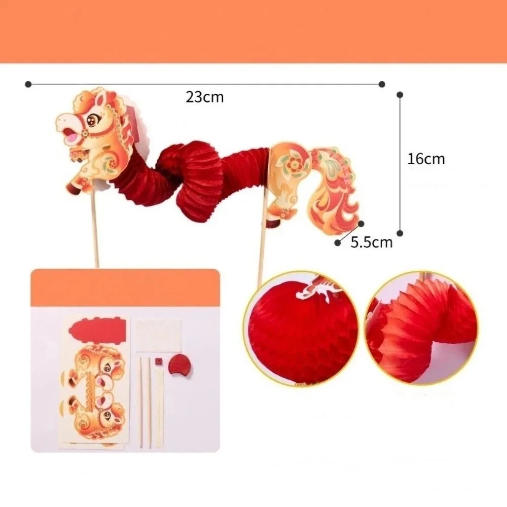 Paper Dragon Dance Props Cartoon Pattern Honeycomb Paper Handmade Paper Crafts DIY Material Set Horse Dance Props Kids Toys