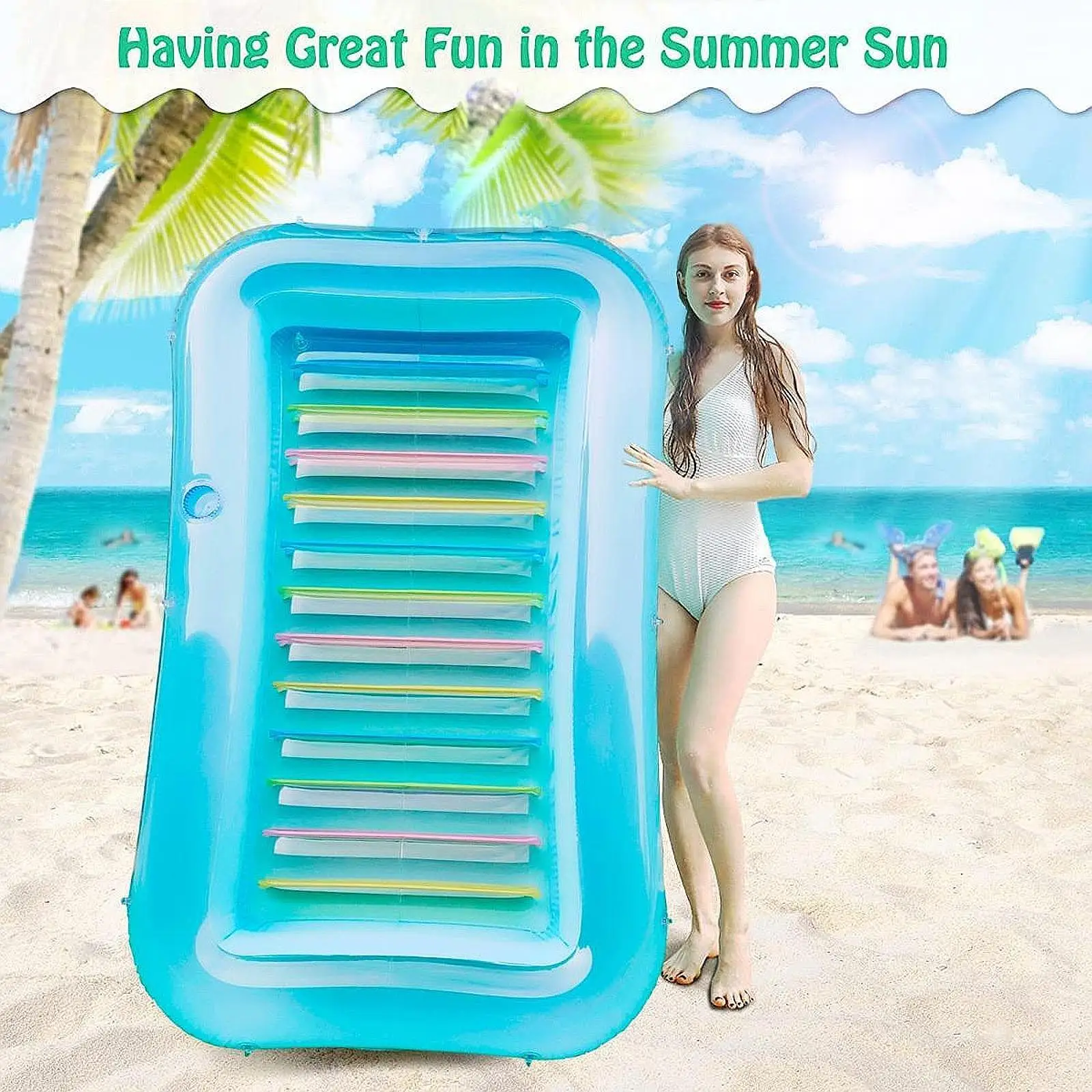 

Inflatable Pool Float with Headrest Summer Party Toys Pool Hammock Pool Raft