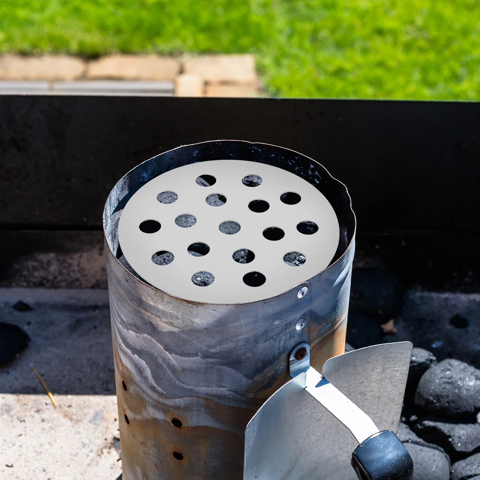 

Grill Barbecue Stove Camping Grate Charcoal Cast Iron Plate Fire Bbq Silver Bottom