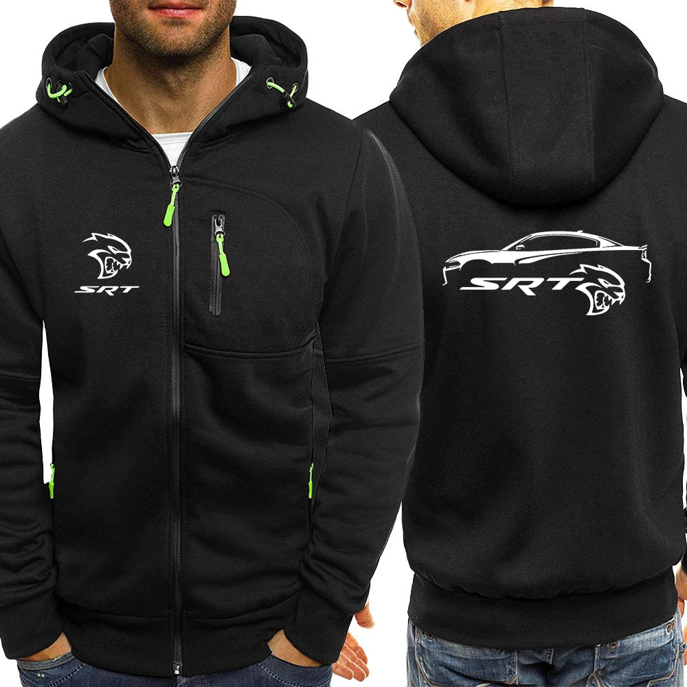 SRT Hellcat 2023 Men's New Hight Quality Long Sleeve Casual Zipper Fashionable Hooded Jacket Solid Color Hoodie Sweatshirt Tops