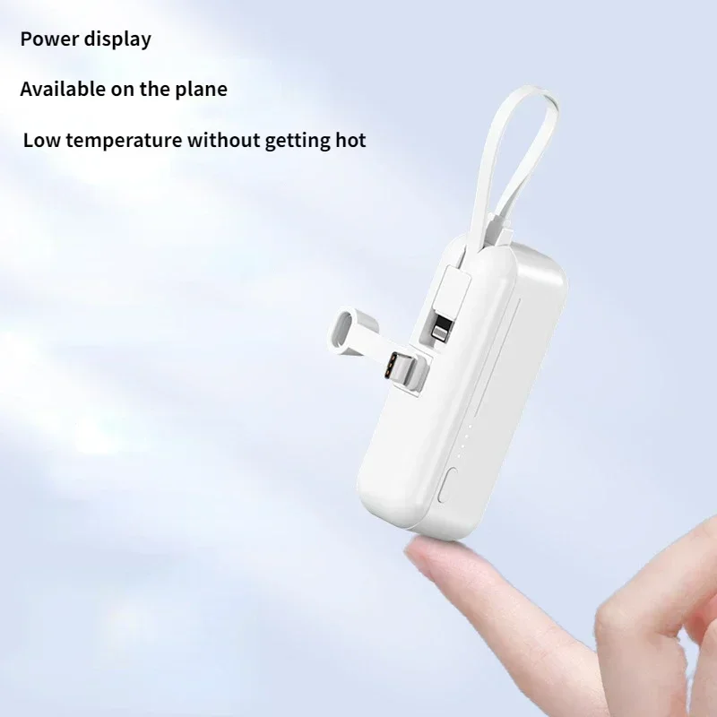 New Small Mini 30000 MAh Capsule Power Bank with Cable Portable Mobile Power Backup Battery for iPhone Xiaomi Samsung