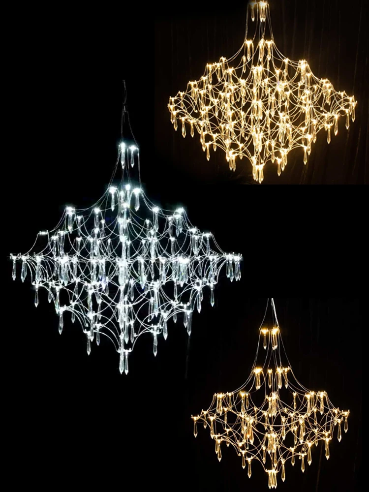 

Postmodern Line Chandelier Minimalist Art Deco Crystal Pendant Lighting Fixture Chrome Golden Hanging Lamps LED Home Living Room