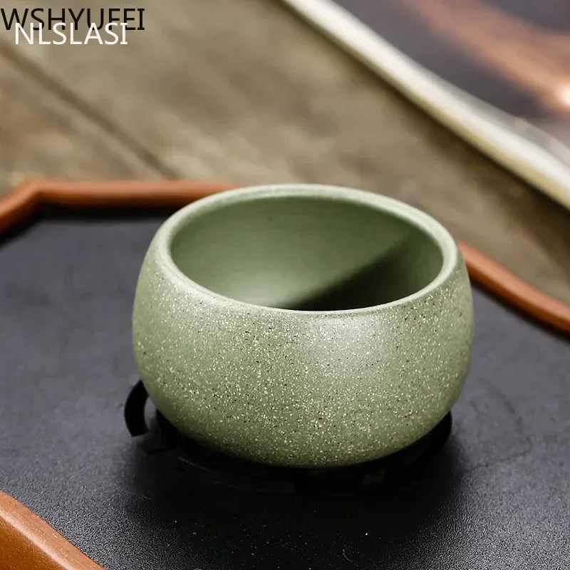 2 Pcs/set Yixing Boutique Purple Clay Teacup Raw Ore Green Mud Handmade Tea Bowl Master Tea Cup Customized Tea Set Accessories