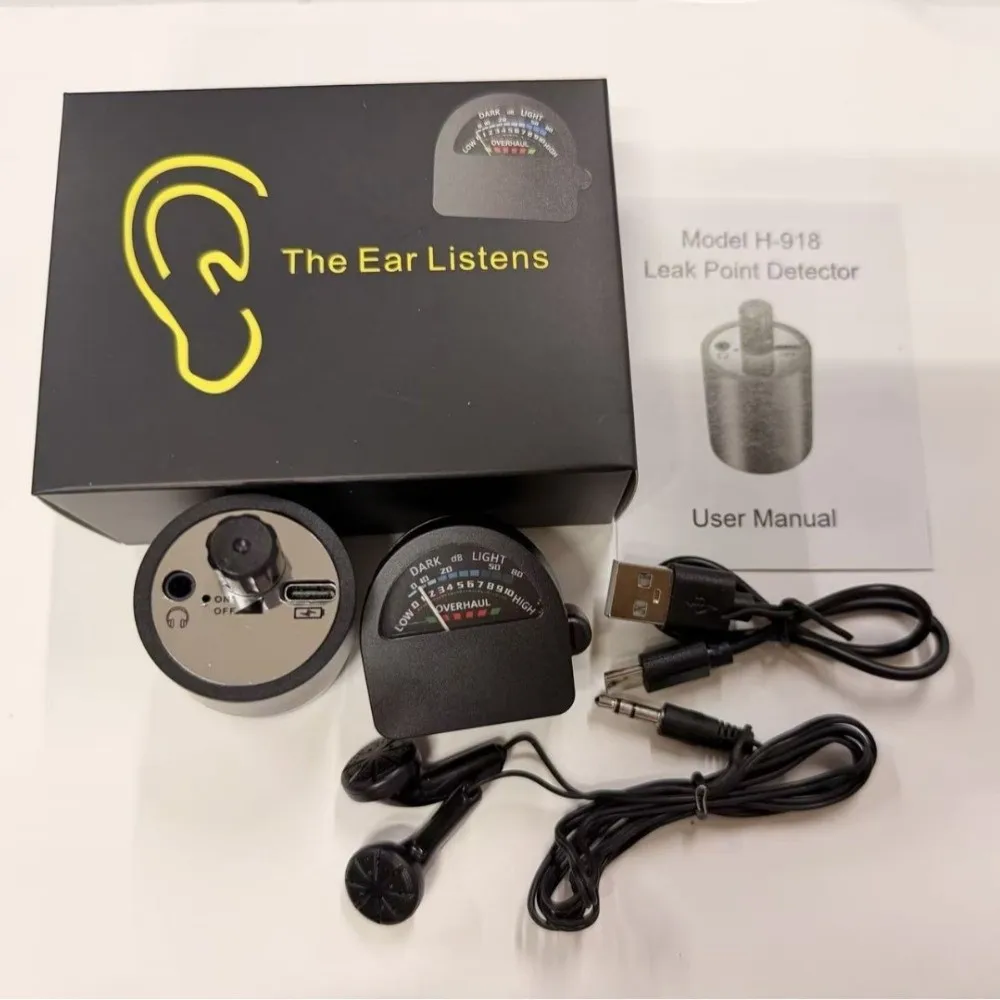 Analog Dial Gauge Pipe Leak Detector Rechargeable Battery High Sensitivity Pipeline Sound Amplifier Earphone Supported