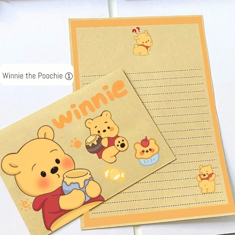 20 pcs/set Winnie the Pooh Kraft paper envelope letter paper anime cartoon set creative letter paper wishing children a gift