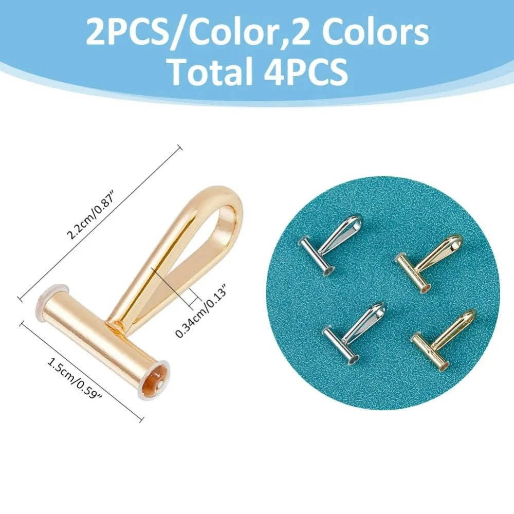 4PCS 2 Colors Alloy Pin to Pendant Converter Brooch Pendant Converters Convert Pin to Necklace Brooch Converters with Built-in