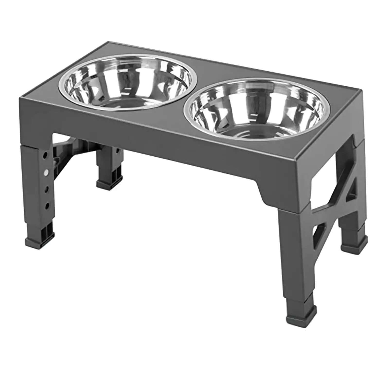 Raised Dog Bowl AntiSlip Adjustable to 5 Height 2 Stainless Steel Bowls Dog Bowl with Stand for Small Medium Large Dogs Cats