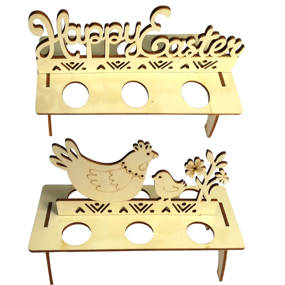 2 Pcs Egg Trays for Deviled Eggs Wooden Ornament Decor Craft Rack Easter Holder Eater