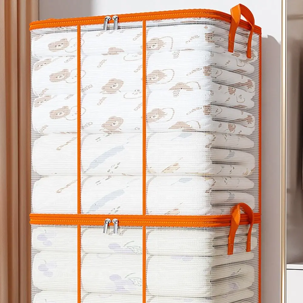 

Large Capacity Foldable Storage Bag Waterproof Zippered PVC Quilts Storage Bag Reusable Dust-proof Clothes Storage Box Bedroom
