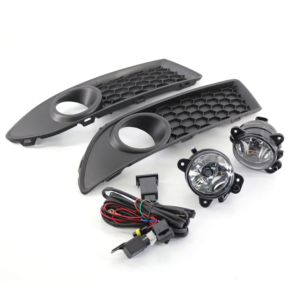 Car Front Fog Light Grill Cover Lower Bumper Grille With Fog Lamps For VW Polo 2006 2007 2008 2009 MK4 9N3 6Q0853666G 6Q0853665E