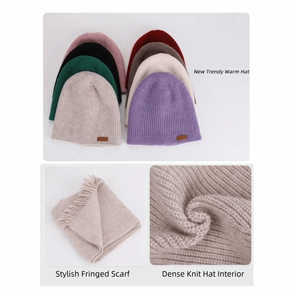 3 Piece Set Hat Scarf Gloves Set Long Scarf Soft Material Knit Beanie Hat Anti Slip Gloves Neck Protection Design