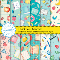 12pcs Exquisite Teachers' Day Themed Scrapbook Decorative Paper Pad For Students Back To School Diy Gift Wrap Craft Paper Decor