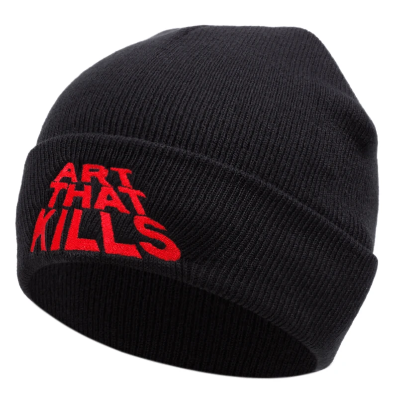 ART THAT KILLS embroidery Knit Hat winter keep Warm beanie men women Outdoor casual hip hop hat