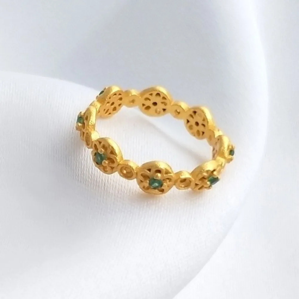 

Sand Gold Inlaid Grandmother Green Zircon Wreath Set Bead Ring Handmade DIY Bracelet Necklace Jewelry Accessories