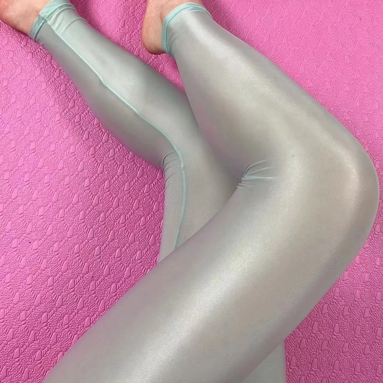 Leggings taille haute sans couture pour femmes, pantalons d'entraînement pour la salle de sport, bas assiste, gris brillant, été, grande taille, fjTight