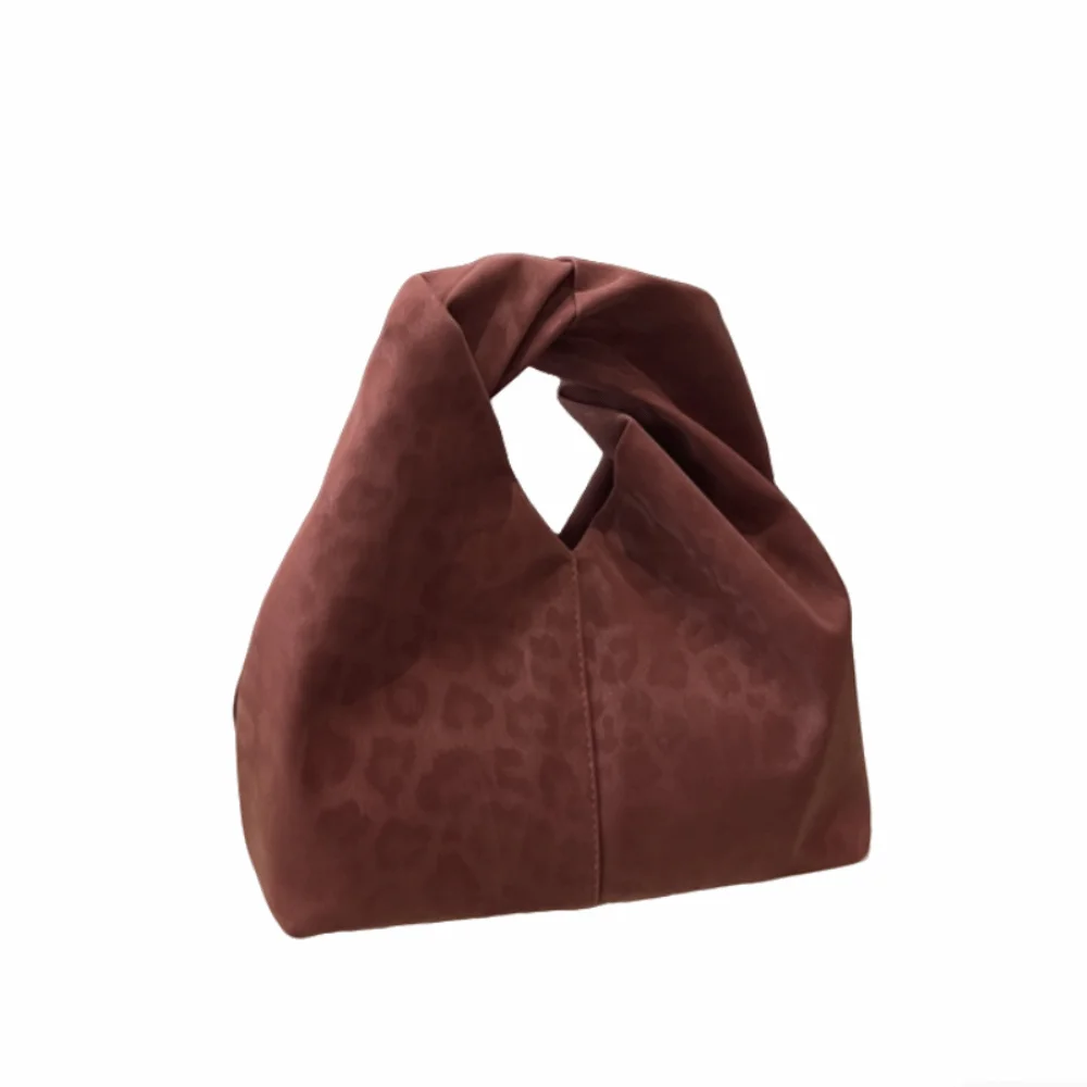 

Сумка-тоут из искусственной замши с леопардовым принтом, однотонная, вместительная, нишевый дизайн, сумка через плечо, ретро-дизайн, простой стиль