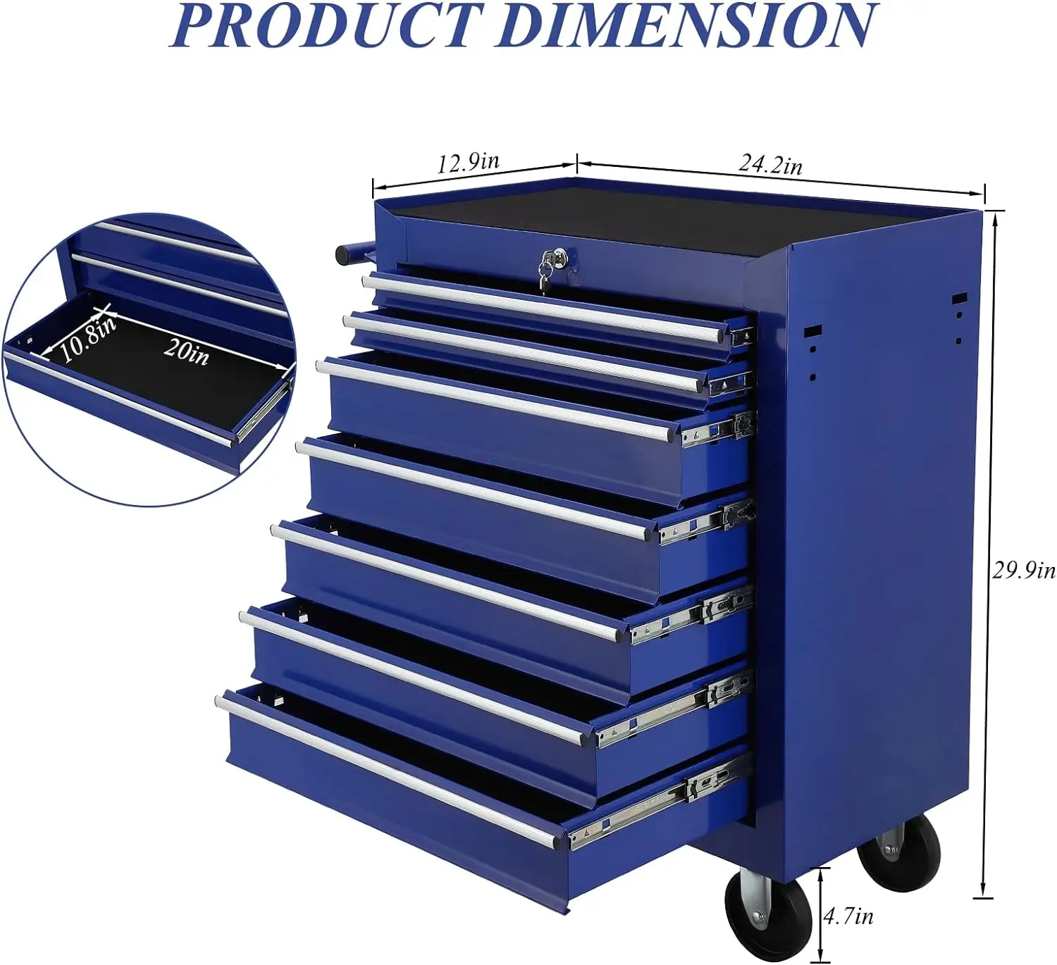 7 Drawer Rolling Tool Chest,Tool Cabinet on Wheels with Locking System,Rolling Tool Box Organizer Tool Case,Multifunctional