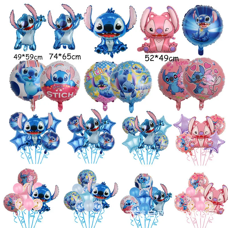 Juego de globos de aluminio para fiesta temática Kawaii de Disney Lilo & Stitch, decoración para fiesta de cumpleaños para niños y niñas, juguete para regalo, 5 uds.