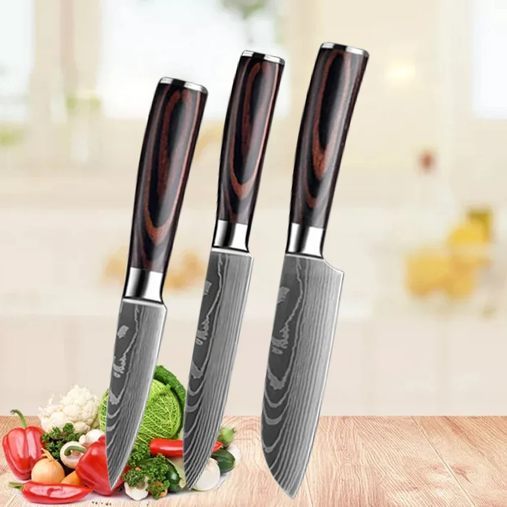 Damascus Pattern Kitchen Knife Professional Chef Knife Santoku Knife Meat Cleaver Fruit Utility Knife Kitchen Accessories