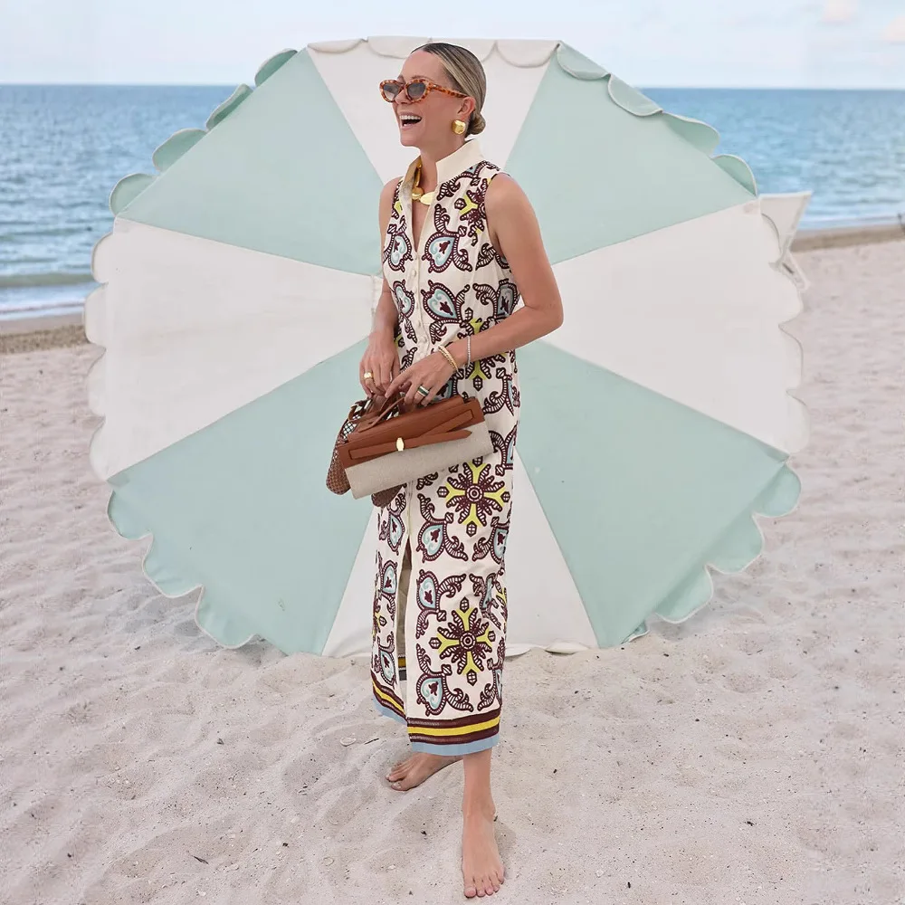 Faionable Svel Vest Dr Open Vest Sle Casual Leisure Print Midi Rok Lange Sve Opstaande Kraag Herfst Dames...