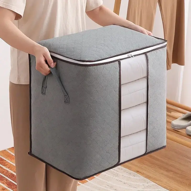 1Pc Large Capacity Non-Woven Storage Box for Clothing And Bedding Storage Semitransparent Durable Clothes Storage Boxes