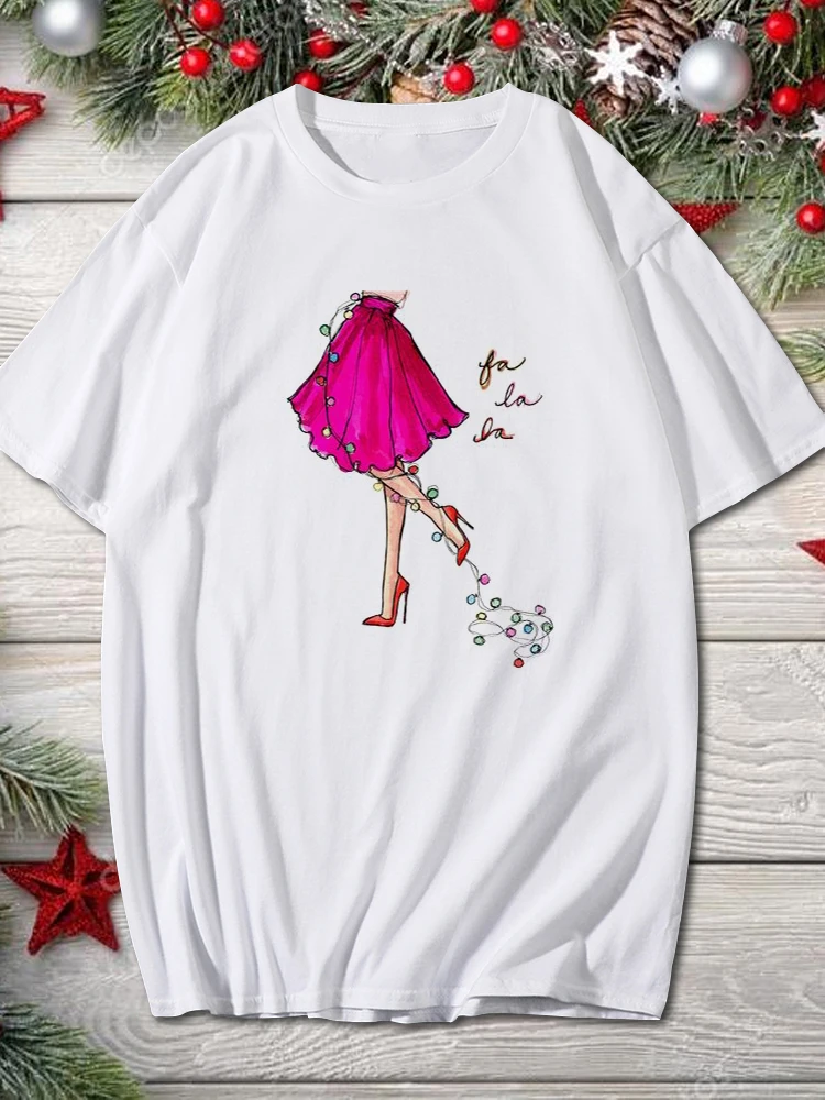 

2022 Happy Time New Year Fashion Women T Shirt Trend Graphic T-Shirts Holiday Tshirt New Year O-Neck Cartoon Top Xmas Gifts