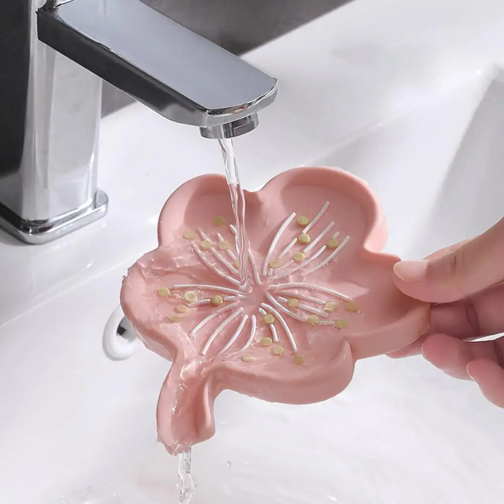 Soap Dish with Drainage Design Flower-shaped Non-slip Soap Dish Extend Soap Life Easy Bathroom Kitchen Accessories Kitchen Soap