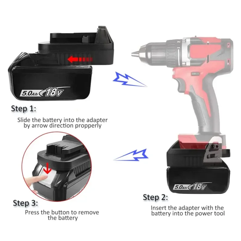 Adaptador batería Makita a Milwaukee para taladro atornillador - imagen 3