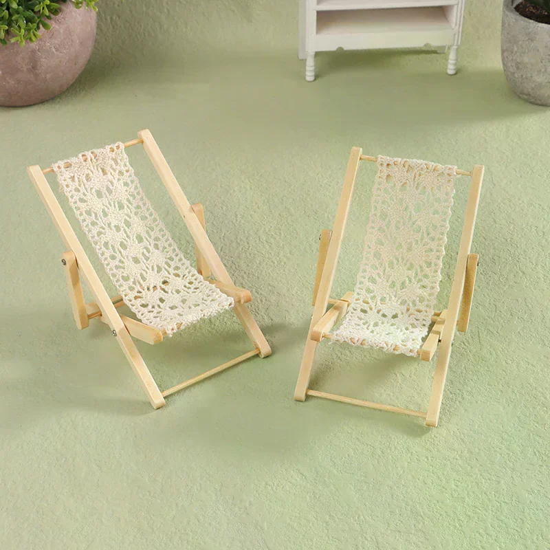 1/12 Poppenhuis Opvouwbare Ligstoel Poppenhuis Lounge Ligstoel Model Poppenhuis Mini Meubelaccessoires